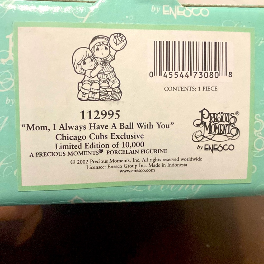 Precious moments limited edition Chicago Cubs Mom I always Have A ball with you